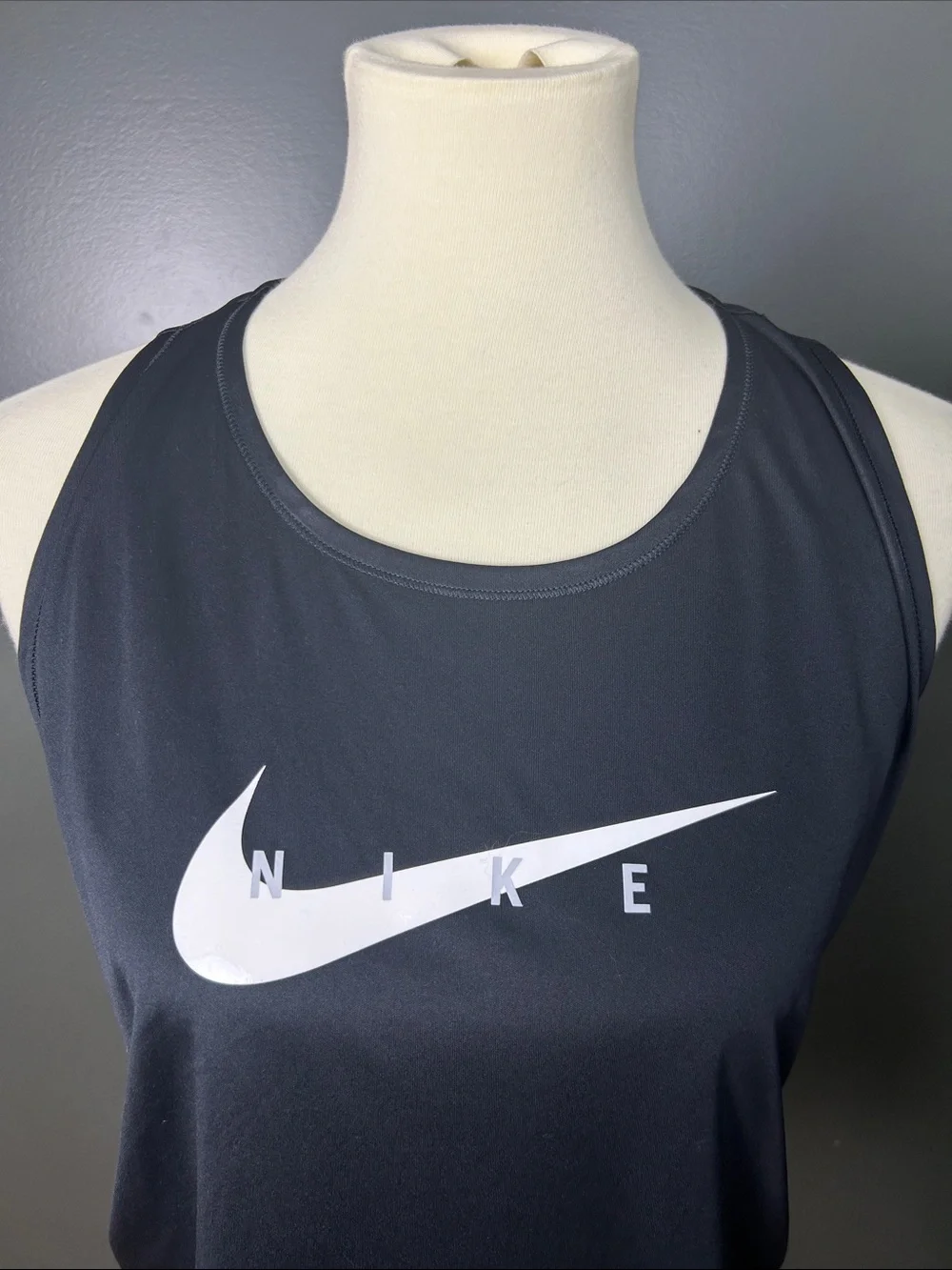 Nike DRI-FIT BLACK Racerback Running Tank Top with White Swoosh Logo Size XL